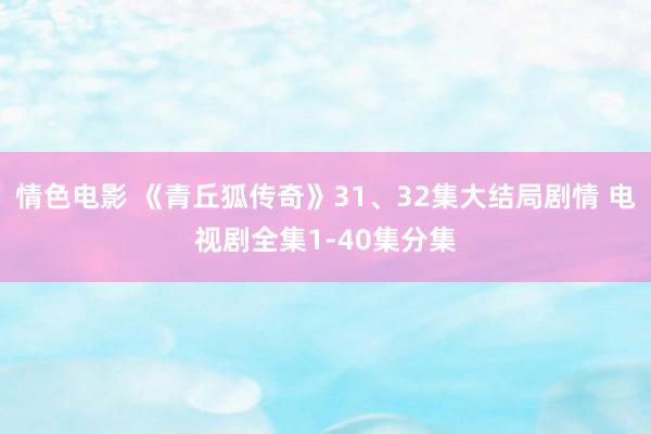 情色电影 《青丘狐传奇》31、32集大结局剧情 电视剧全集1-40集分集