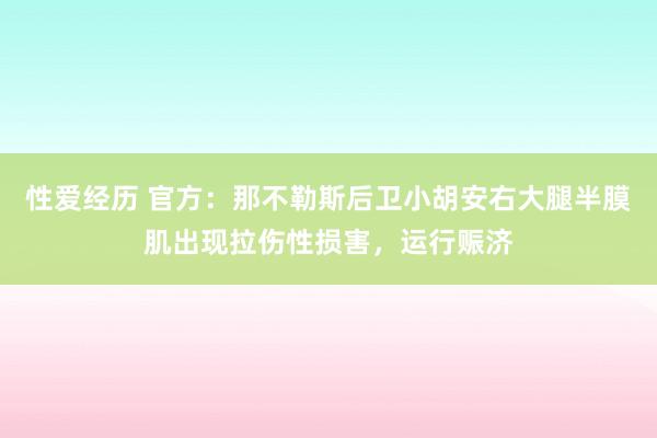 性爱经历 官方：那不勒斯后卫小胡安右大腿半膜肌出现拉伤性损害，运行赈济