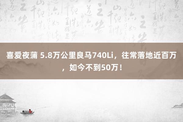 喜爱夜蒲 5.8万公里良马740Li，往常落地近百万，如今不到50万！