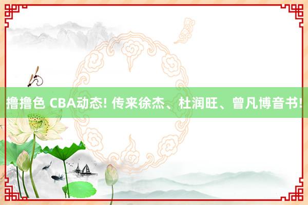 撸撸色 CBA动态! 传来徐杰、杜润旺、曾凡博音书!