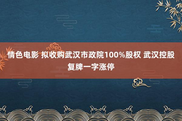 情色电影 拟收购武汉市政院100%股权 武汉控股复牌一字涨停