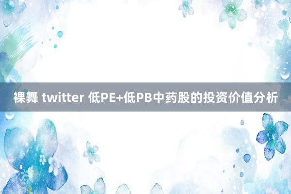 裸舞 twitter 低PE+低PB中药股的投资价值分析