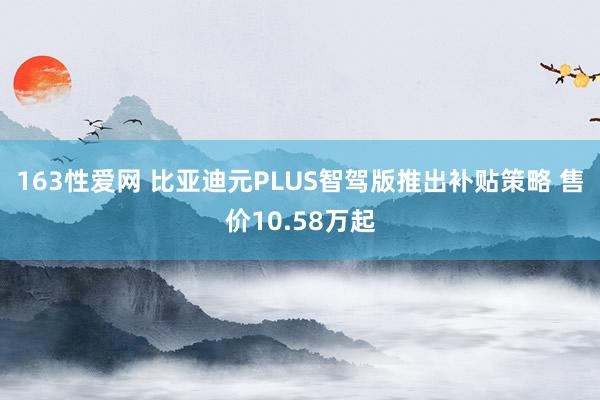 163性爱网 比亚迪元PLUS智驾版推出补贴策略 售价10.58万起